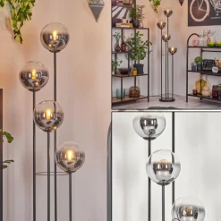 hofstein Gastor Lampadaire 30 cm Chrome, Clair, Fumé, 4 lumières
