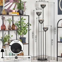 hofstein Gastor Lampadaire 30 cm Chrome, Clair, Fumé, 4 lumières