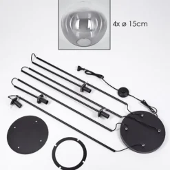 hofstein Gastor Lampadaire 30 cm Clair, Fumé, 4 lumières