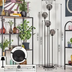 hofstein Gastor Lampadaire 30 cm Fumé, 4 lumières