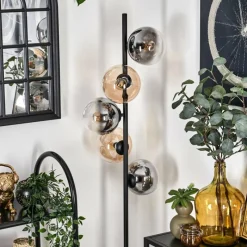 Suspension Verre Fumé-hofstein Gastor Lampadaire 33 cm Noir, 5 lumières