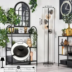 Suspension Verre Fumé-hofstein Gastor Lampadaire 33 cm Noir, 5 lumières