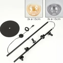 Suspension Verre Fumé-hofstein Gastor Lampadaire 33 cm Noir, 5 lumières