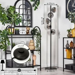 hofstein Gastor Lampadaire 33 cm Noir, 5 lumières