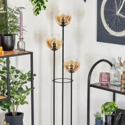 hofstein Gastor Lampadaire 25 cm Noir, 3 lumières