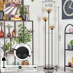 hofstein Gastor Lampadaire 25 cm Noir, 3 lumières