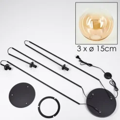 hofstein Gastor Lampadaire 25 cm Noir, 3 lumières