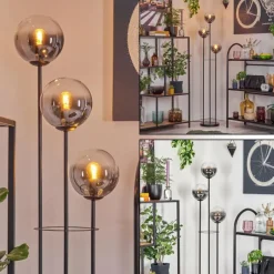 hofstein Gastor Lampadaire 30 cm Noir, 3 lumières