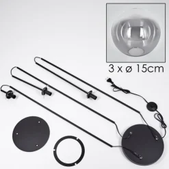 hofstein Gastor Lampadaire 30 cm Noir, 3 lumières