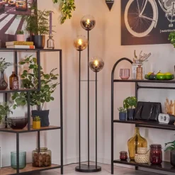 Suspension Verre Fumé-hofstein Gastor Lampadaire 30 cm Noir, 3 lumières