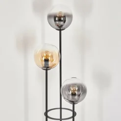 Suspension Verre Fumé-hofstein Gastor Lampadaire 30 cm Noir, 3 lumières