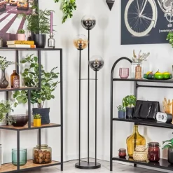 Suspension Verre Fumé-hofstein Gastor Lampadaire 30 cm Noir, 3 lumières