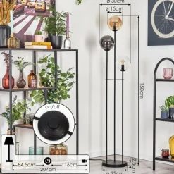 hofstein Gastor Lampadaire 30 cm Noir, 3 lumières