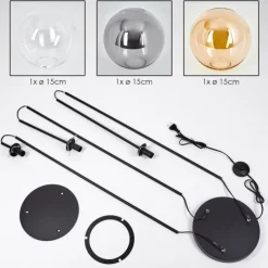 hofstein Gastor Lampadaire 30 cm Noir, 3 lumières