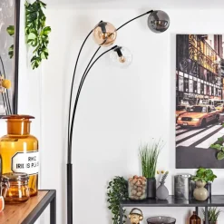 hofstein Gastor Lampadaire Ambre, Clair, Fumé, 3 lumières