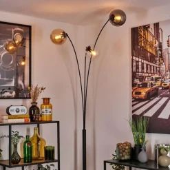 hofstein Gastor Lampadaire Ambre, Clair, Fumé, 3 lumières