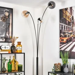 hofstein Gastor Lampadaire Ambre, Clair, Fumé, 3 lumières