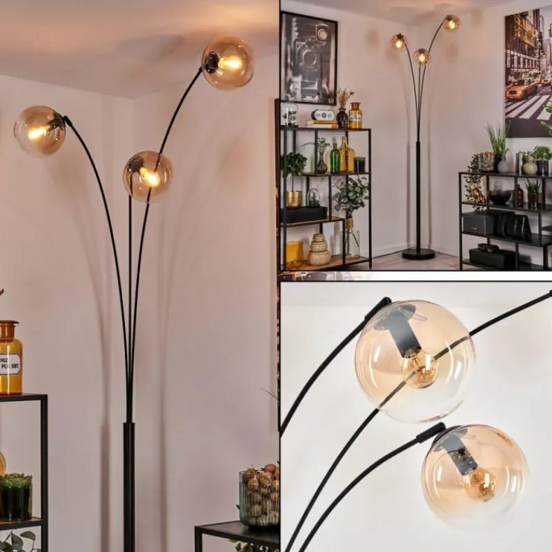 hofstein Gastor Lampadaire Ambre, Clair, 3 lumières