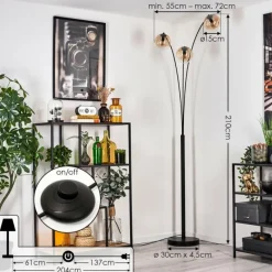 hofstein Gastor Lampadaire Ambre, Clair, 3 lumières