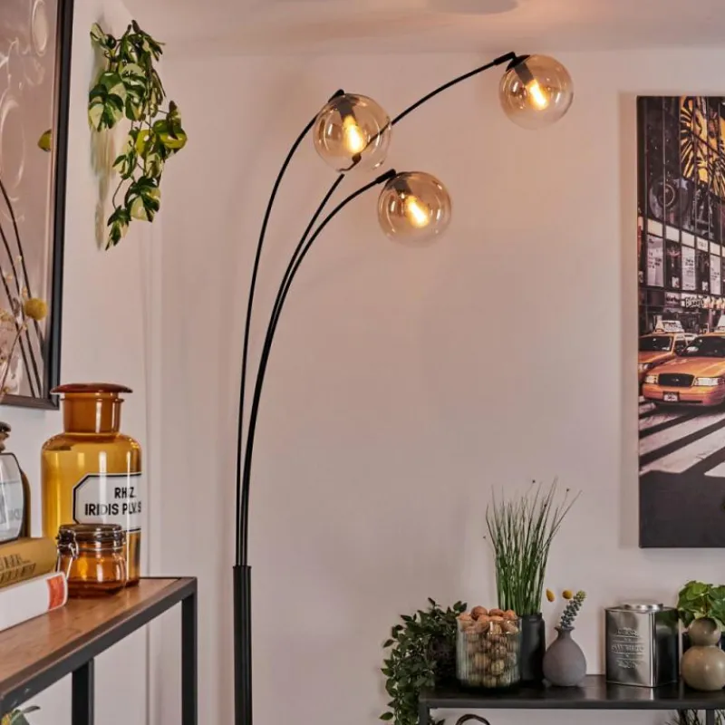 hofstein Gastor Lampadaire Ambre, Clair, 3 lumières