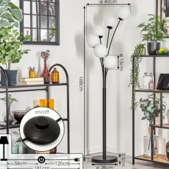 hofstein Gastor Lampadaire Blanc, 6 lumières