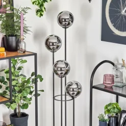 hofstein Gastor Lampadaire Bois foncé, Noir, 4 lumières