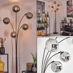 hofstein Gastor Lampadaire Chrome, 5 lumières