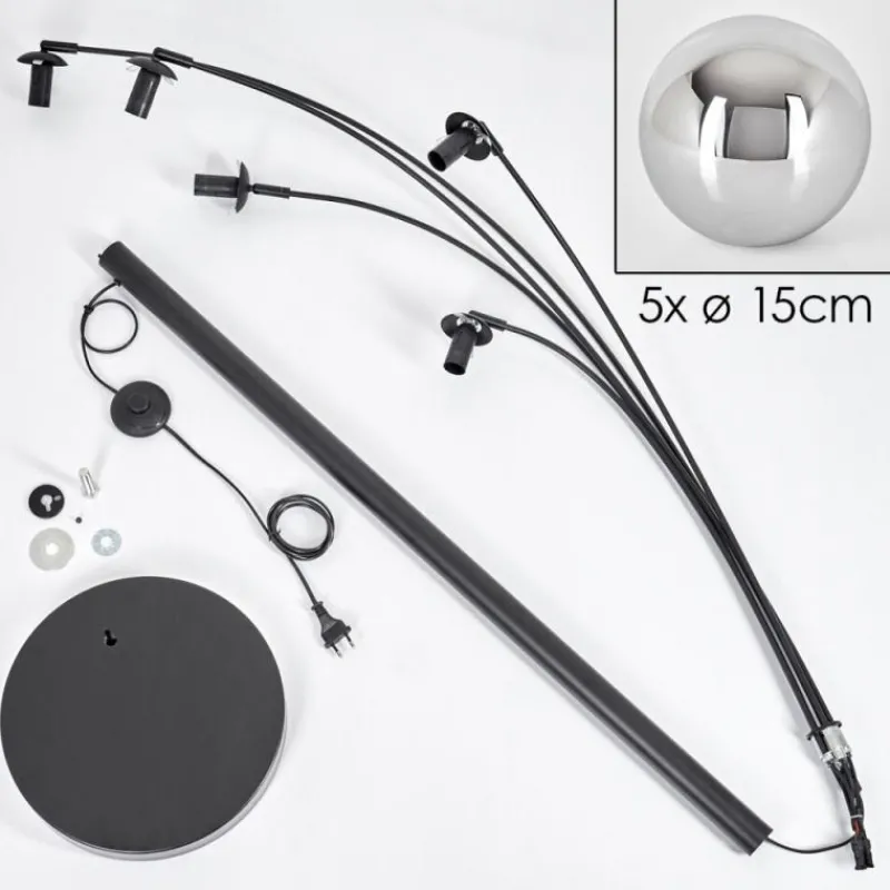 hofstein Gastor Lampadaire Chrome, 5 lumières