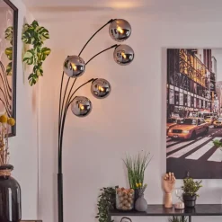 hofstein Gastor Lampadaire Chrome, 5 lumières