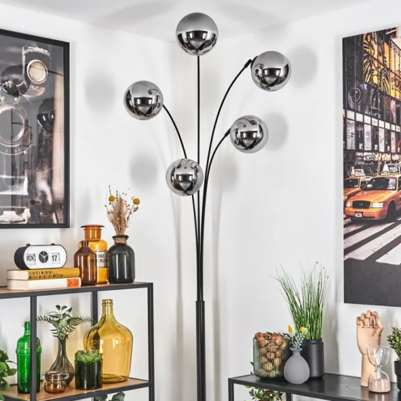 hofstein Gastor Lampadaire Chrome, 5 lumières