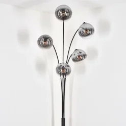 hofstein Gastor Lampadaire Chrome, Clair, Fumé, 5 lumières