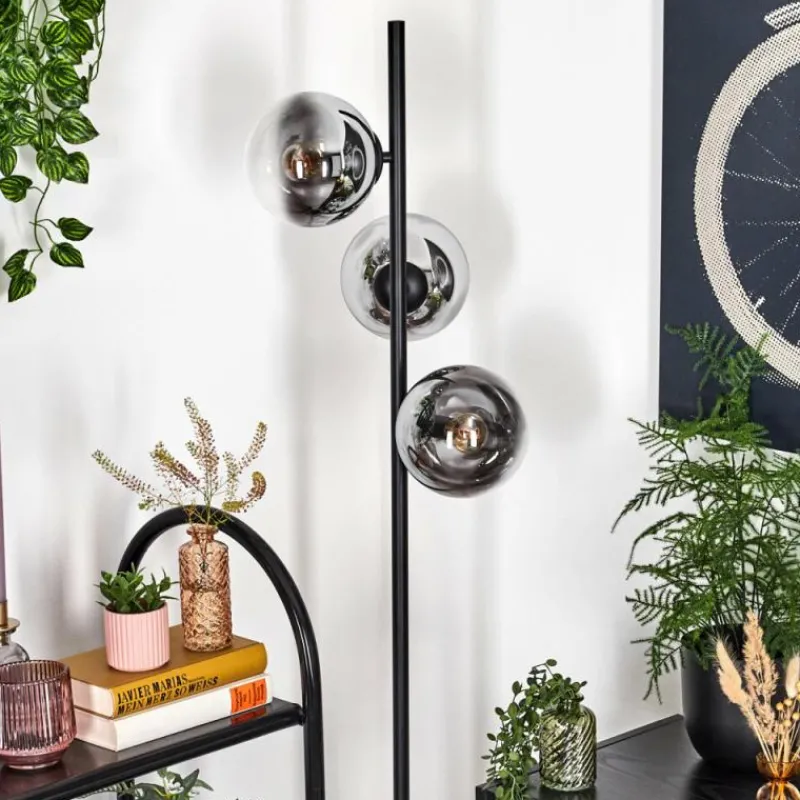 hofstein Gastor Lampadaire Chrome, Clair, Fumé, 3 lumières