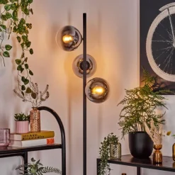 hofstein Gastor Lampadaire Chrome, Clair, Fumé, 3 lumières