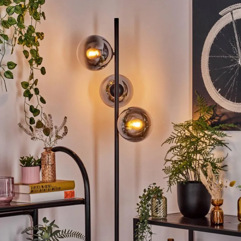 hofstein Gastor Lampadaire Chrome, Clair, Fumé, 3 lumières