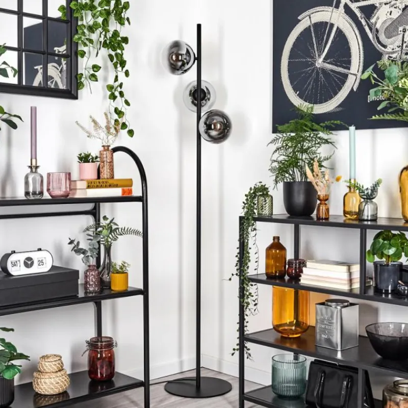 hofstein Gastor Lampadaire Chrome, Clair, Fumé, 3 lumières