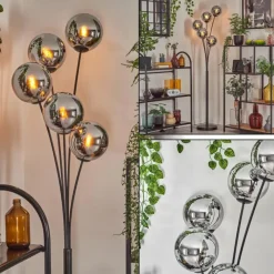 hofstein Gastor Lampadaire Chrome, Fumé, 5 lumières