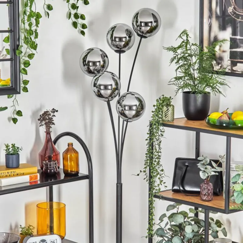 hofstein Gastor Lampadaire Chrome, Fumé, 5 lumières