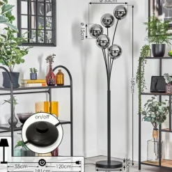 hofstein Gastor Lampadaire Chrome, Fumé, 5 lumières