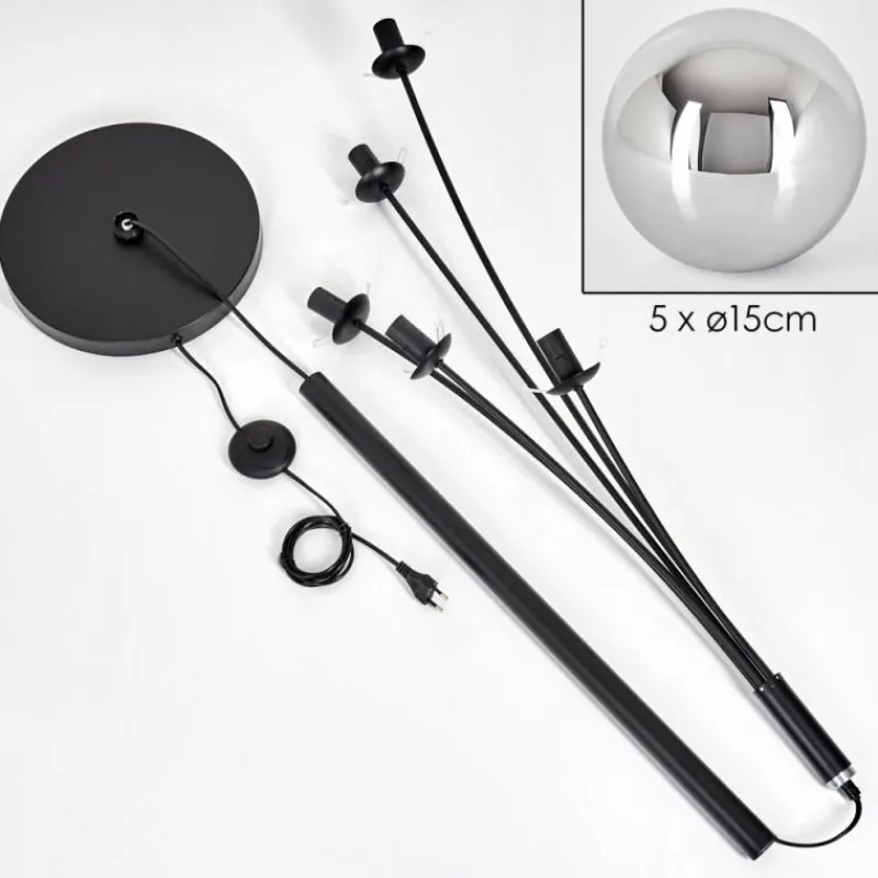 hofstein Gastor Lampadaire Chrome, Fumé, 5 lumières