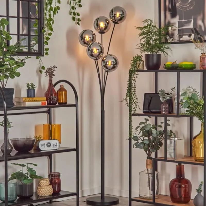 hofstein Gastor Lampadaire Chrome, Fumé, 5 lumières