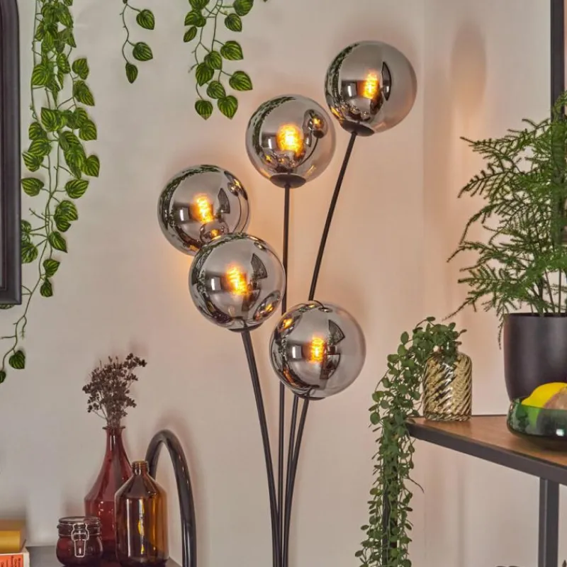 hofstein Gastor Lampadaire Chrome, Fumé, 5 lumières
