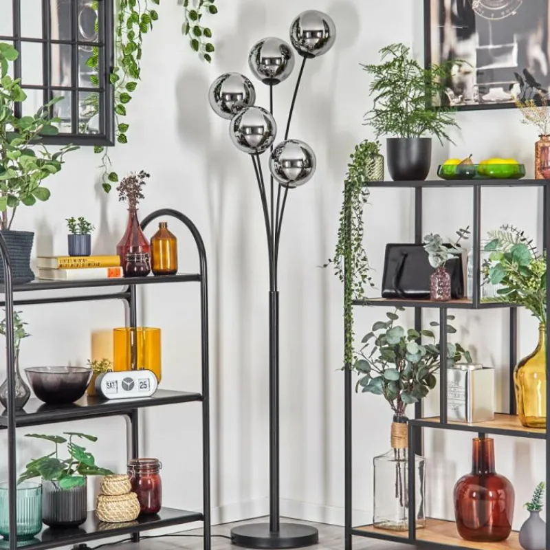 hofstein Gastor Lampadaire Chrome, Fumé, 5 lumières