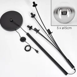 hofstein Gastor Lampadaire Chrome, Clair, Fumé, 5 lumières