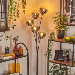 hofstein Gastor Lampadaire Chrome, Clair, Fumé, 5 lumières