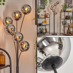 Suspension Verre Fumé-hofstein Gastor Lampadaire Chrome, Fumé, 6 lumières