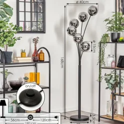 Suspension Verre Fumé-hofstein Gastor Lampadaire Chrome, Fumé, 6 lumières