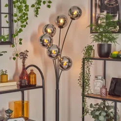 Suspension Verre Fumé-hofstein Gastor Lampadaire Chrome, Fumé, 6 lumières