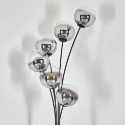 hofstein Gastor Lampadaire Chrome, Clair, Fumé, 6 lumières