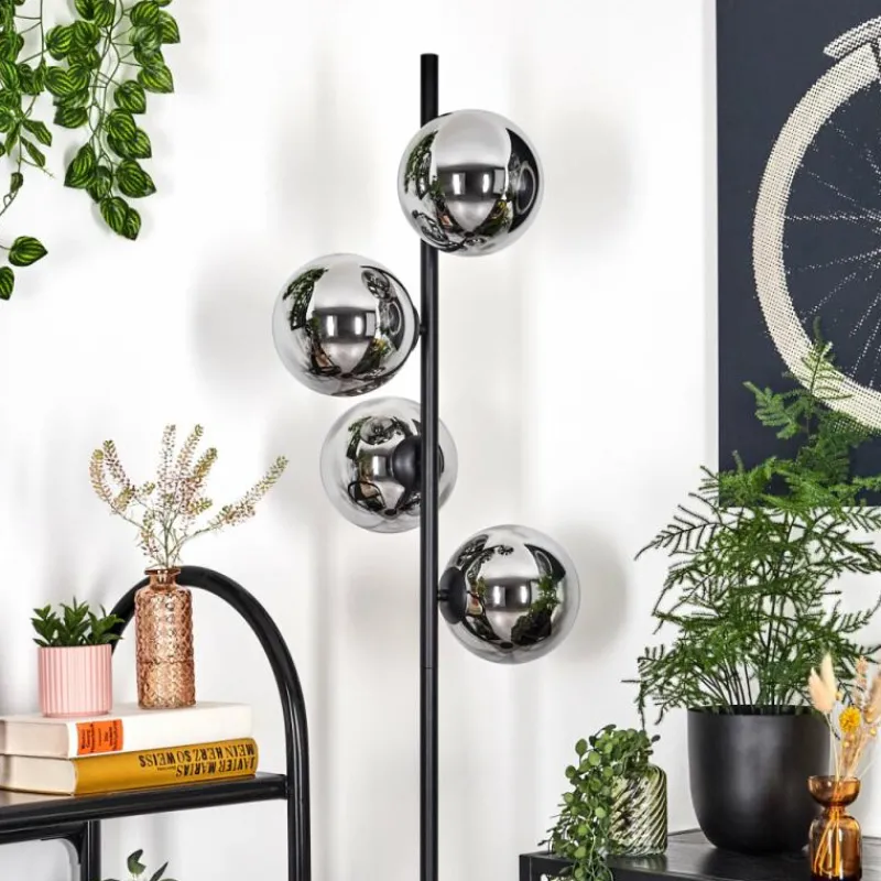 hofstein Gastor Lampadaire Chrome, Fumé, 4 lumières