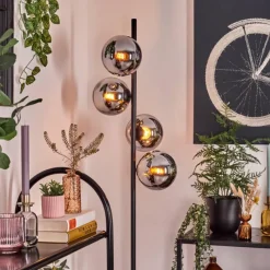 hofstein Gastor Lampadaire Chrome, Fumé, 4 lumières